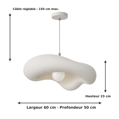 Dimensions de la suspension Nami 60 x 50 x 23 cm avec câble réglable 150 cm