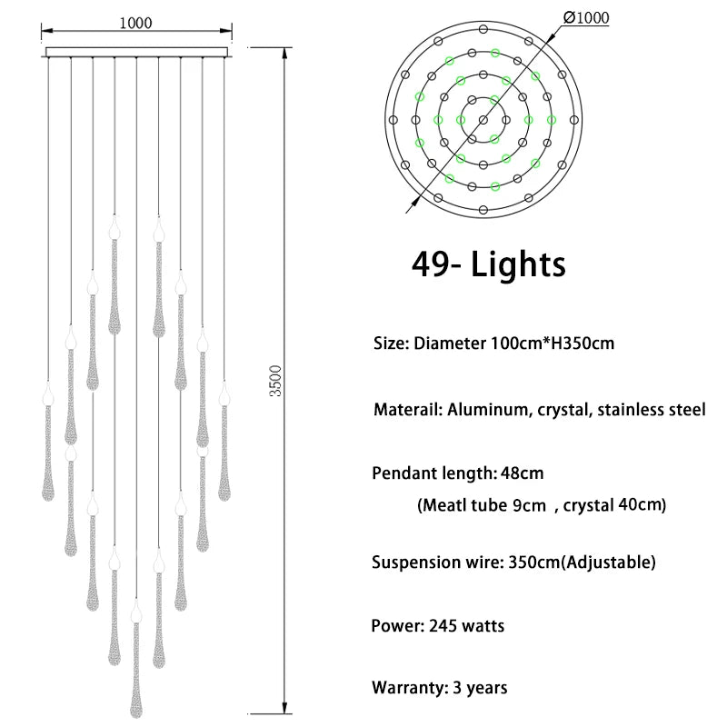 Lustre Oriane — Cristal LED pour Escalier — vue 12