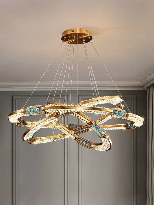Lustre cristal K9 LED pour salon, chambre et couloir