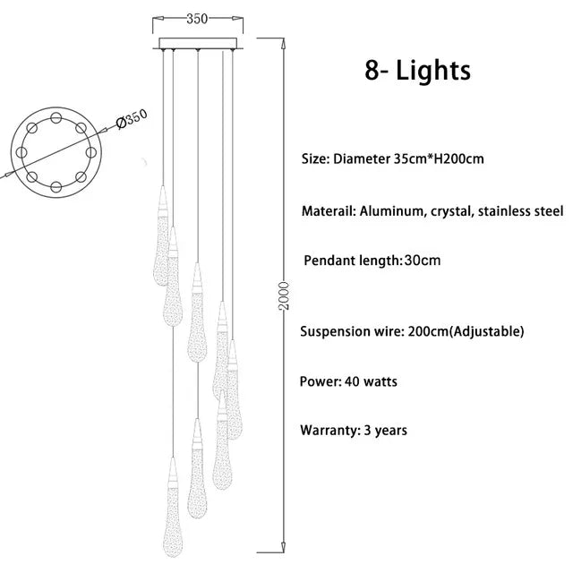 Lustre Vérdore — Cristal LED pour Escalier — vue 15