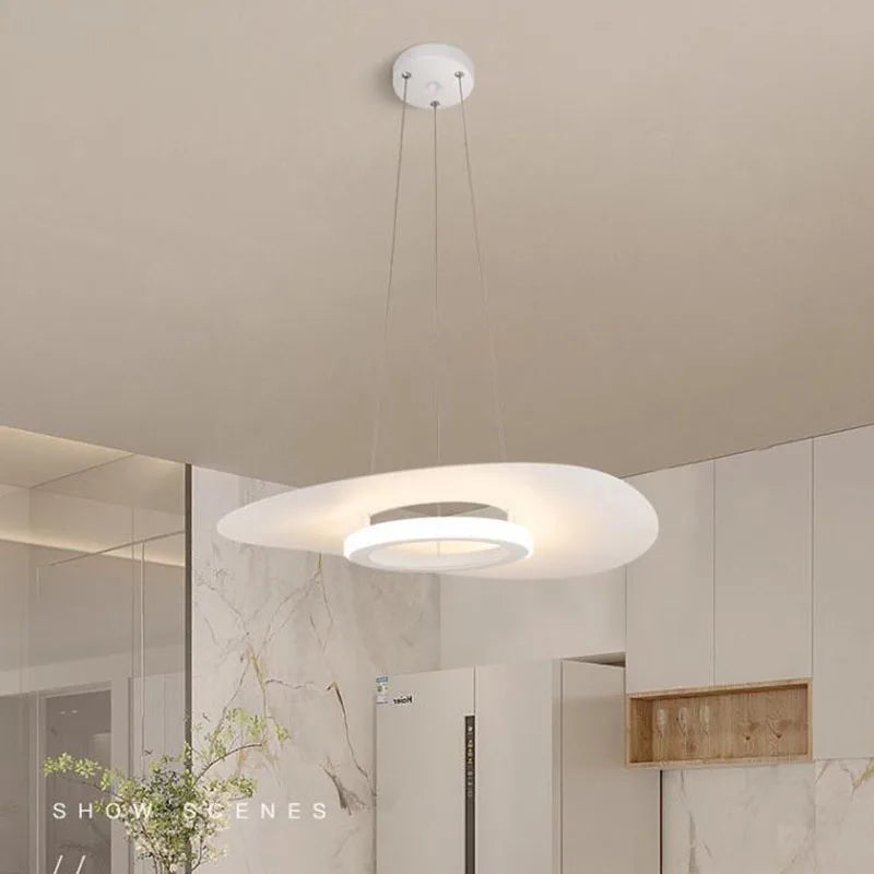Lustre LED noir et blanc minimaliste pour cuisine et salle à manger – vue 2
