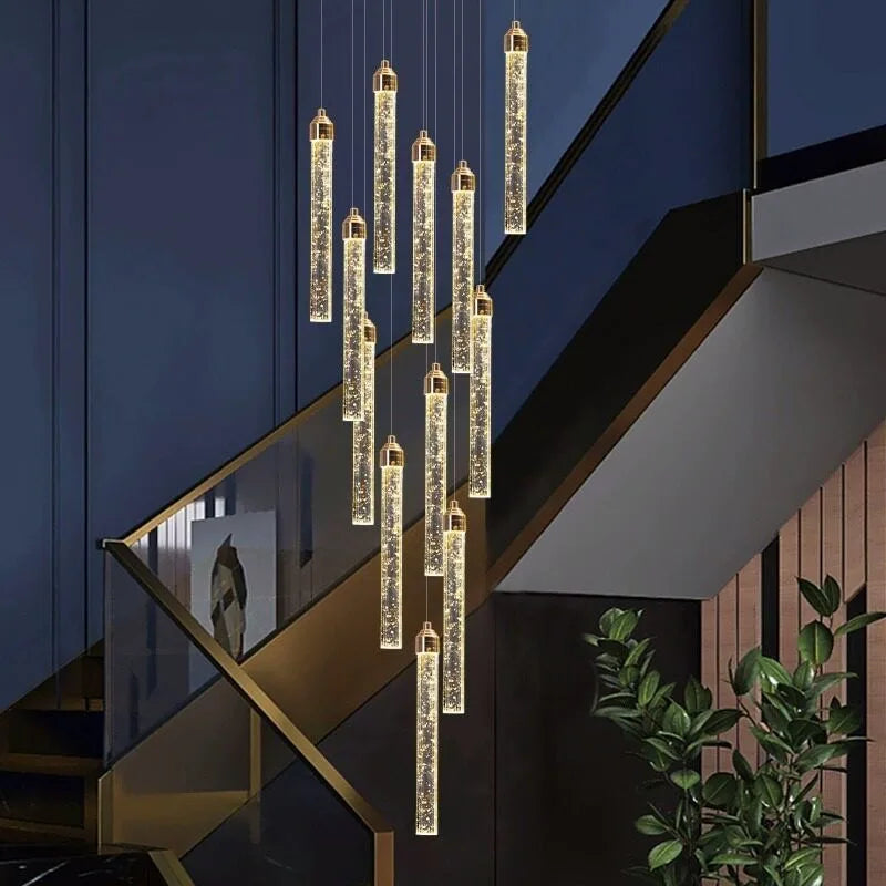 Lustre spirale cristal ajouré pour escalier et duplex