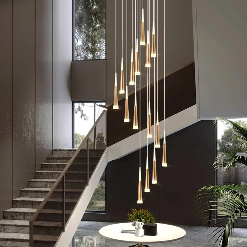 Lustre d'escalier noir architectural pour duplex, LED – vue 2