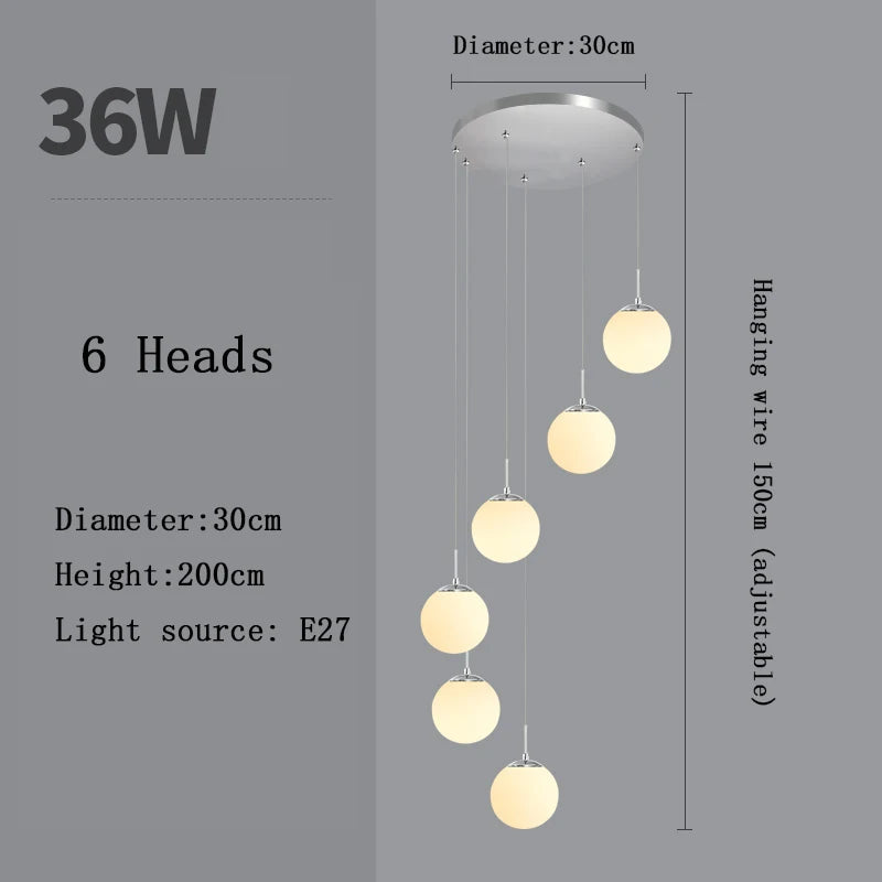 Lustre Adéldore — Verre LED pour Escalier