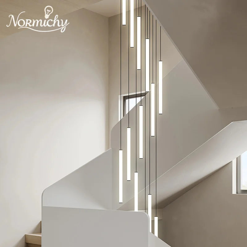 Lustre long LED nordique pour duplex, cuisine et salon