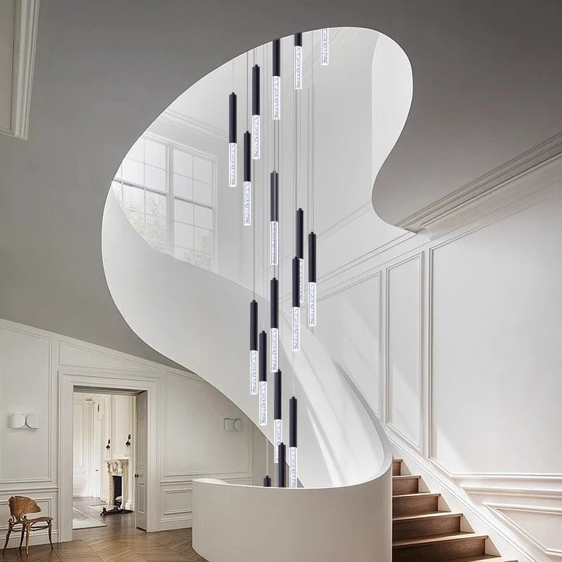 Lustre cristal moderne pour escalier – suspension LED dimmable – vue 2
