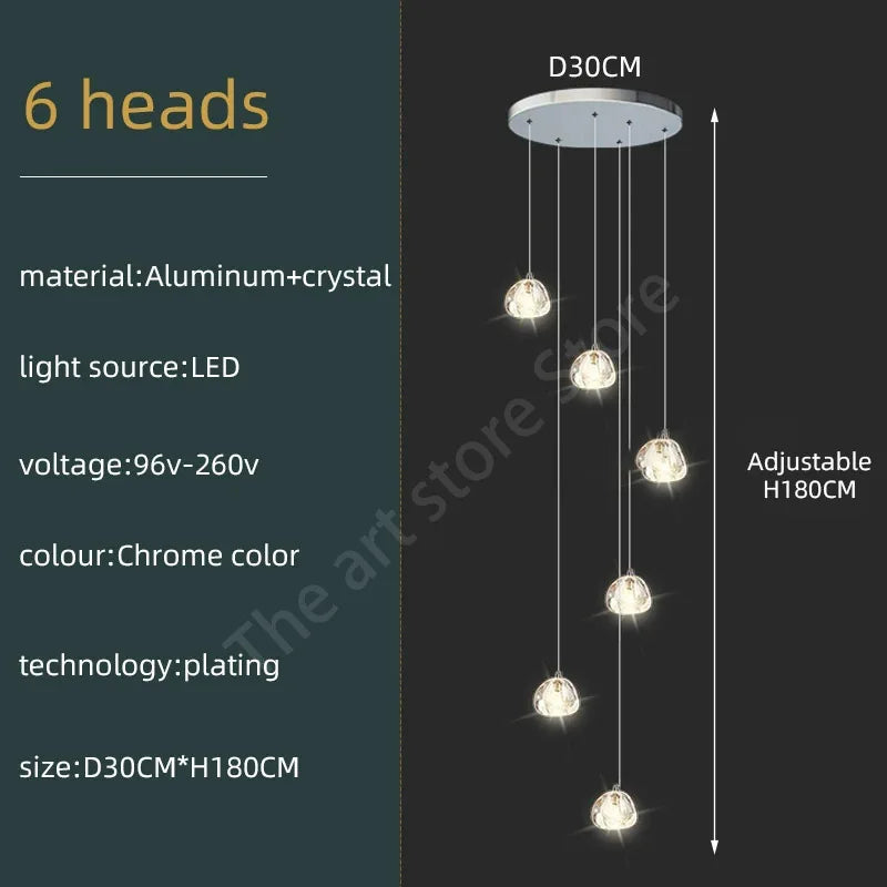 Lustre Théldore — Cristal LED pour Escalier — vue 7