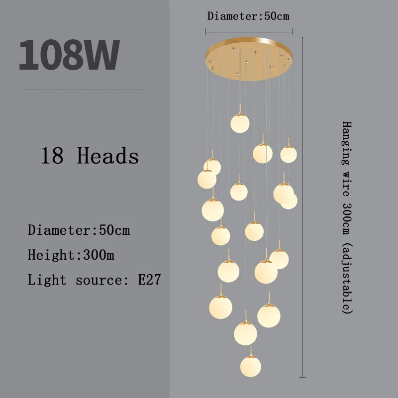 Lustre Adéldore — Verre LED pour Escalier