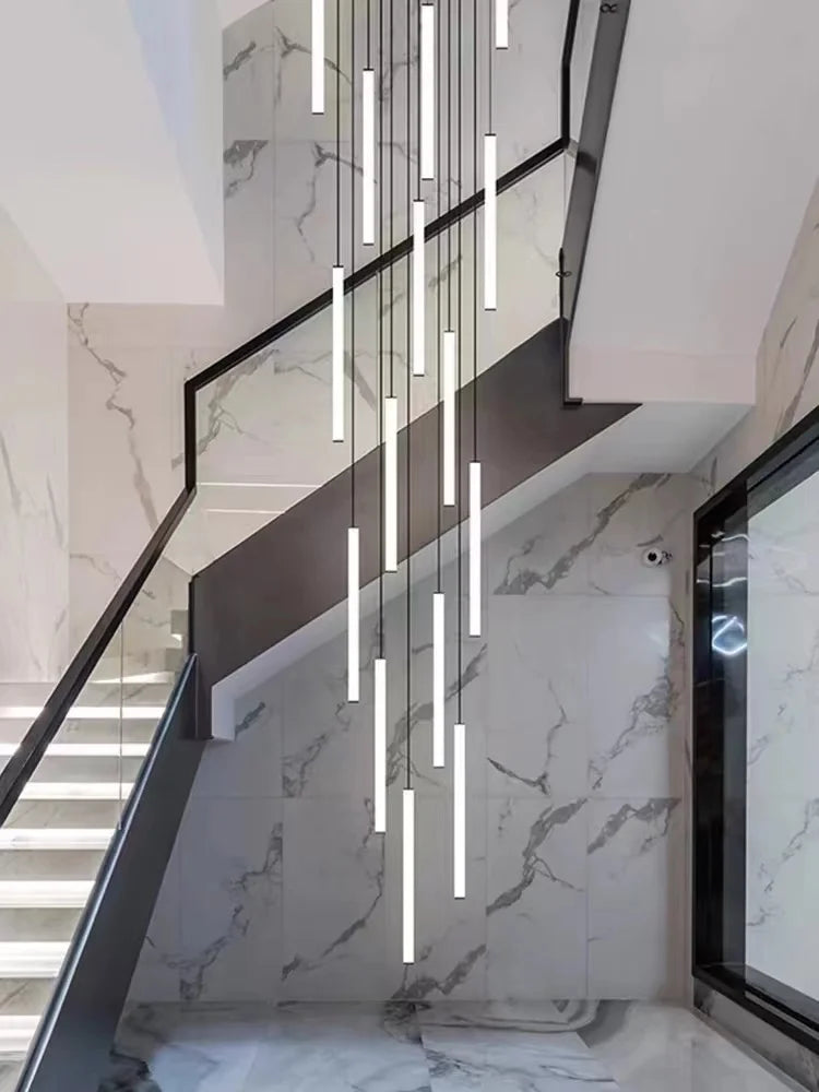Lustre spirale LED nordique pour escalier et salon