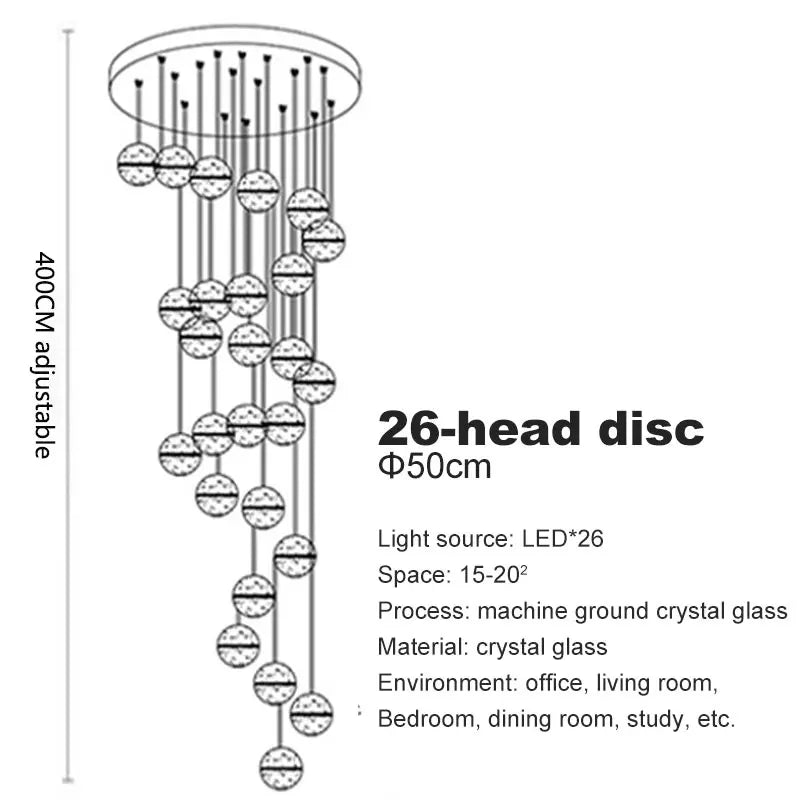 Lustre Lysdore — Cristal LED pour Escalier