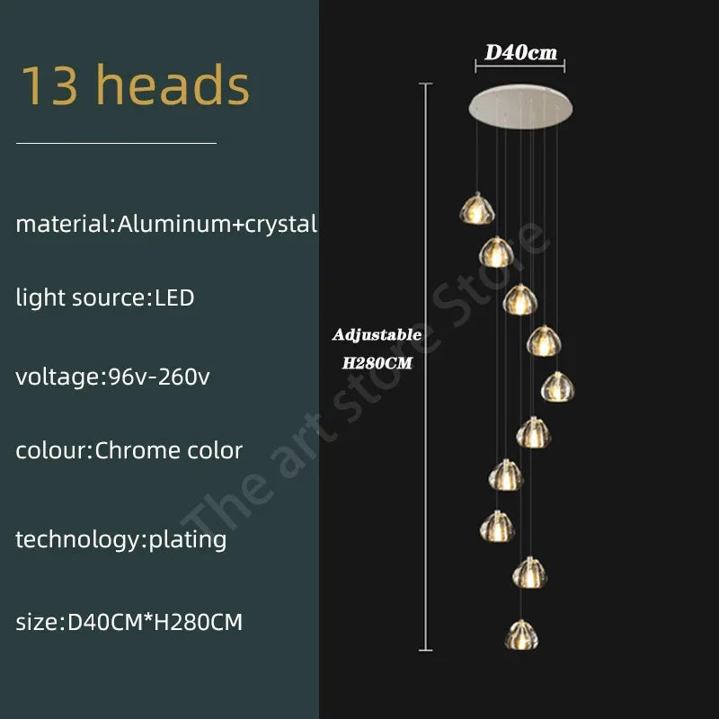 Lustre Théldore — Cristal LED pour Escalier — vue 9