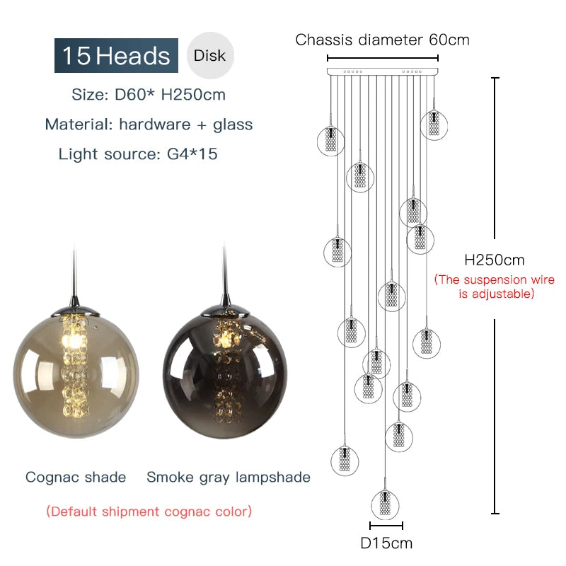 Lustre Valiane — Verre LED pour Escalier — vue 7