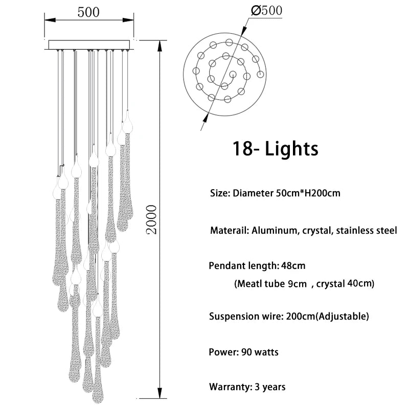 Lustre Oriane — Cristal LED pour Escalier — vue 14