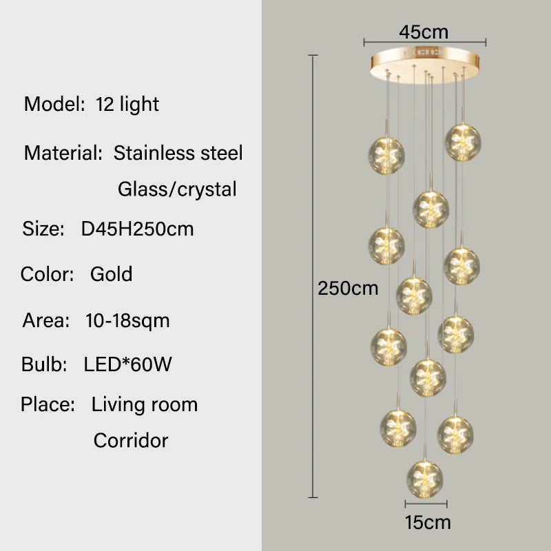 Lustre Avdore — Cristal LED pour Escalier — vue 12