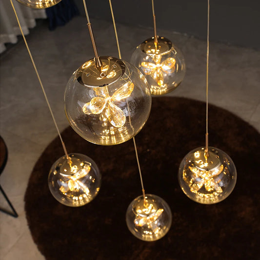 Lustre cristal d'escalier LED pour chambre et salon
