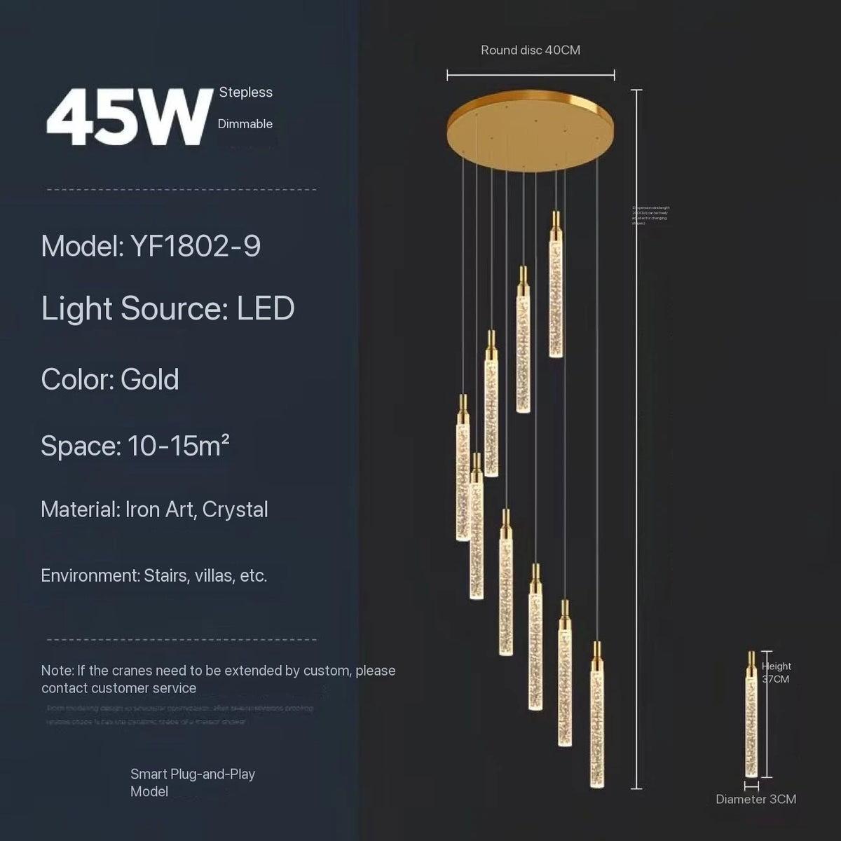 Lustre Valana — Cristal pour Escalier — vue 10