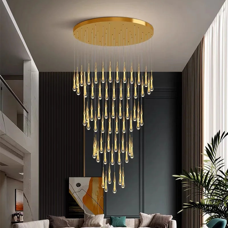 Lustre cristal plafonnier LED pour restaurant et escalier – vue 2
