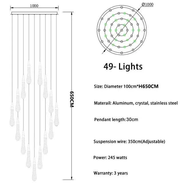 Lustre Vérdore — Cristal LED pour Escalier — vue 13