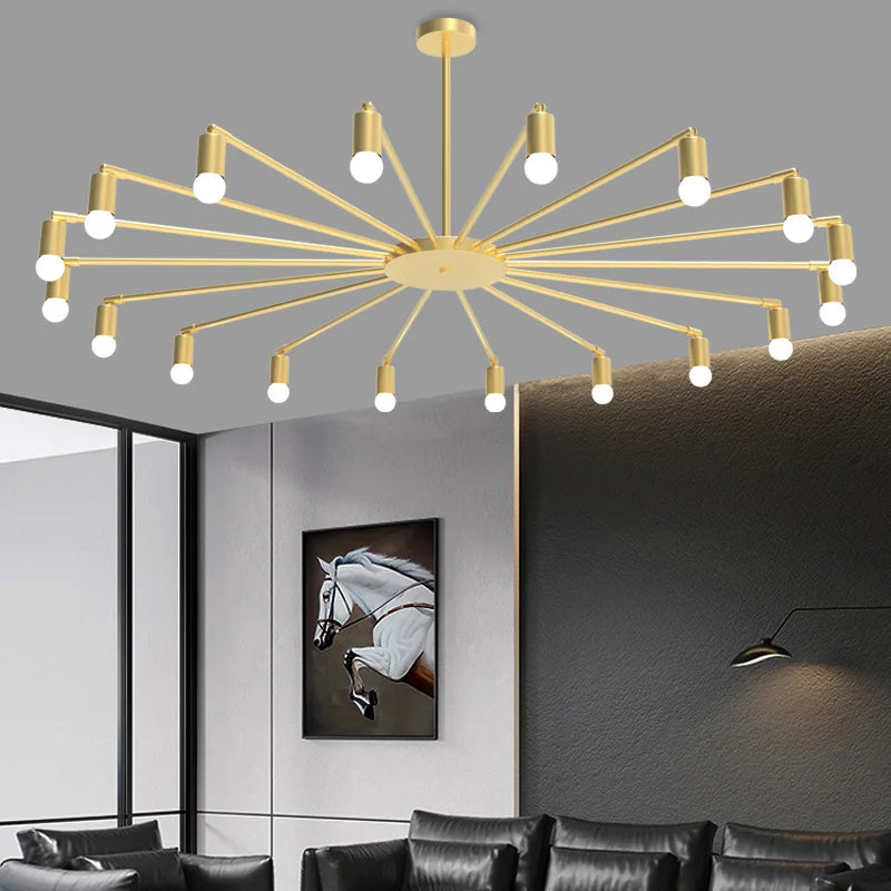 Lustre LED noir et doré pour salon, chambre et entrée