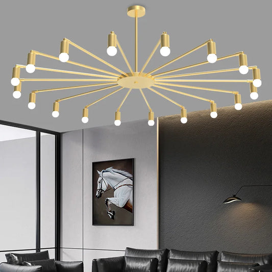 Lustre LED noir et doré pour salon, chambre et entrée