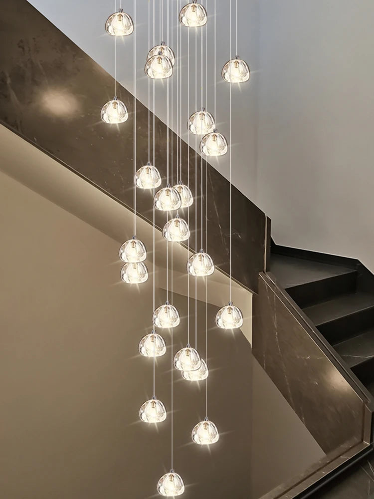 Lustre cristal K9 LED spirale pour hall et escalier