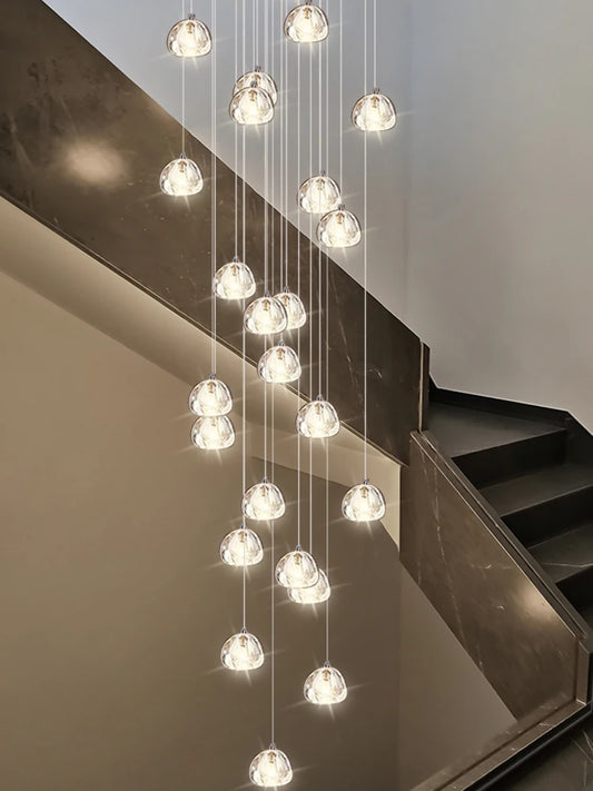 Lustre cristal K9 LED spirale pour hall et escalier
