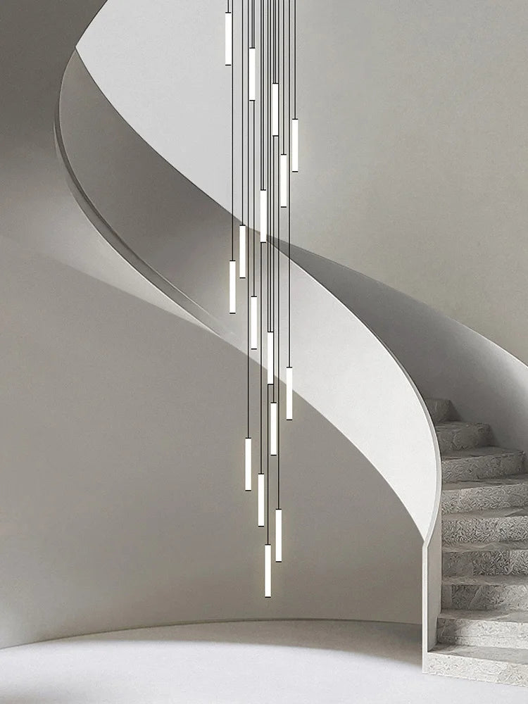 Lustre long LED minimaliste pour escalier et mezzanine – vue 2