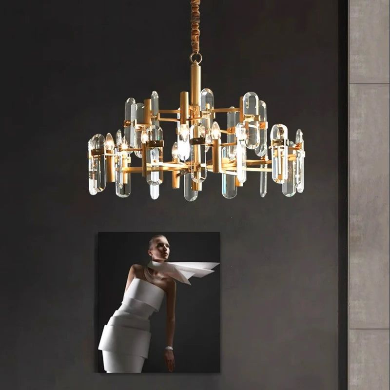 Lustre cristal LED de luxe pour salon et cuisine