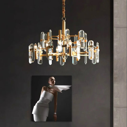 Lustre cristal LED de luxe pour salon et cuisine