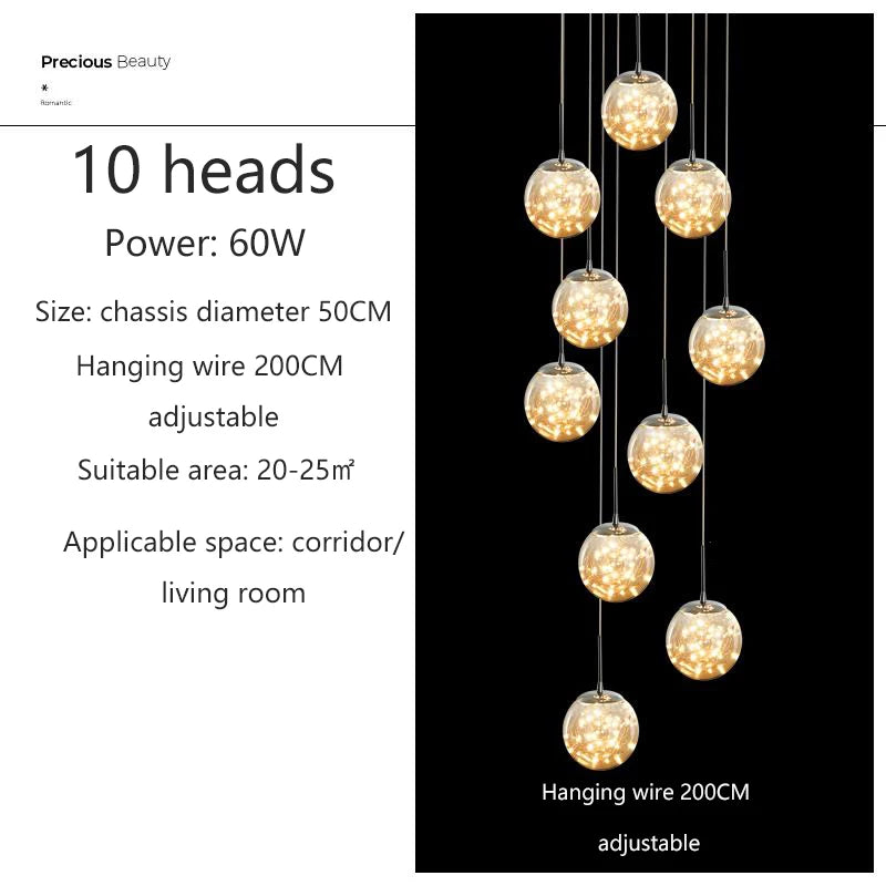 Lustre Ayliane — Verre LED pour Escalier — vue 14