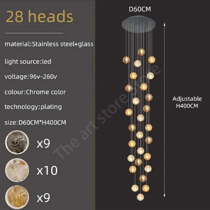 Lustre Adéloria — Cristal LED pour Escalier — vue 10