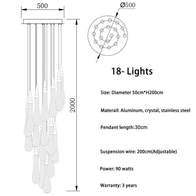 Lustre Vérdore — Cristal LED pour Escalier — vue 9