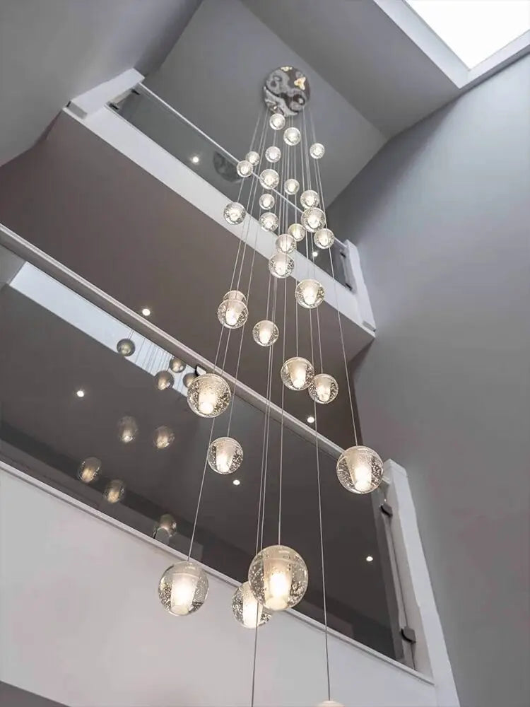 Lustre boule de cristal spirale LED pour salon et escalier – vue 2