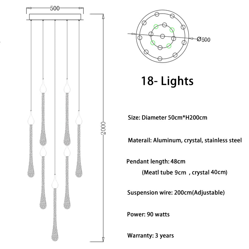 Lustre Oriane — Cristal LED pour Escalier — vue 13