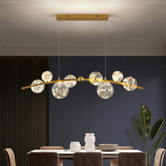 Lustre LED doré ou noir pour restaurant, salon et cuisine