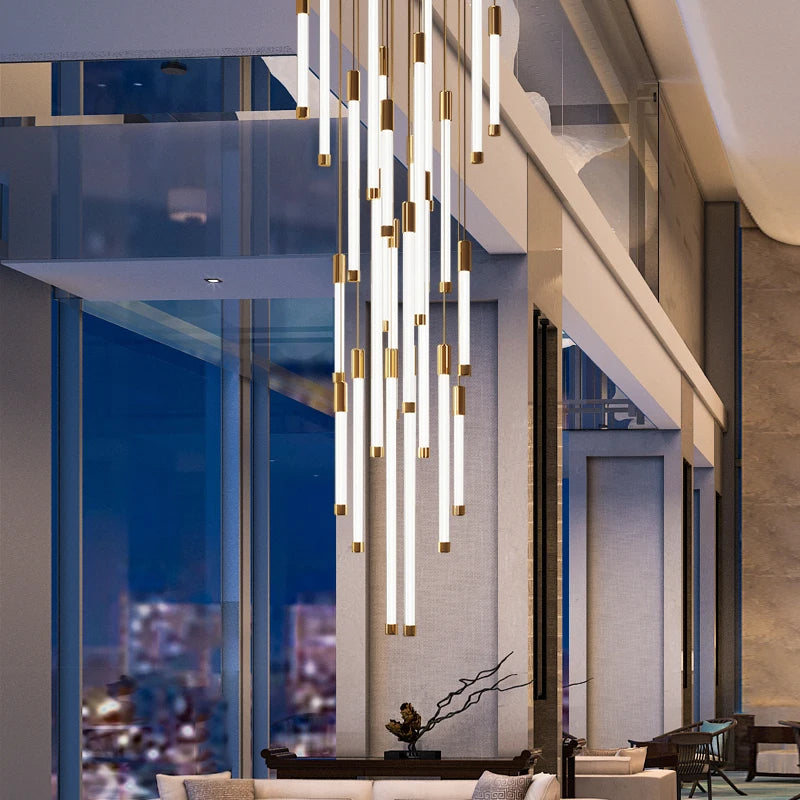 Lustre LED d'escalier duplex de luxe pour restaurant – vue 2