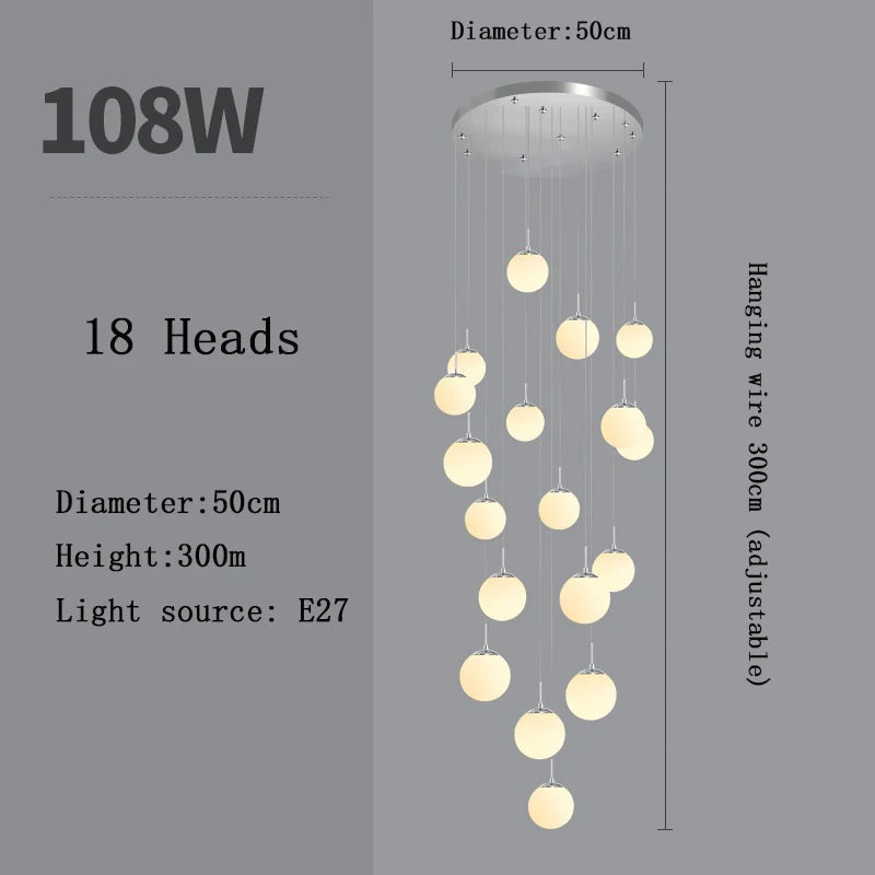 Lustre Adéldore — Verre LED pour Escalier