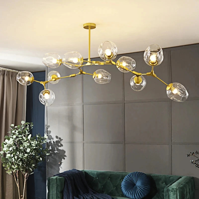 Lustre boules de verre LED pour villa, chambre et cuisine – vue 2