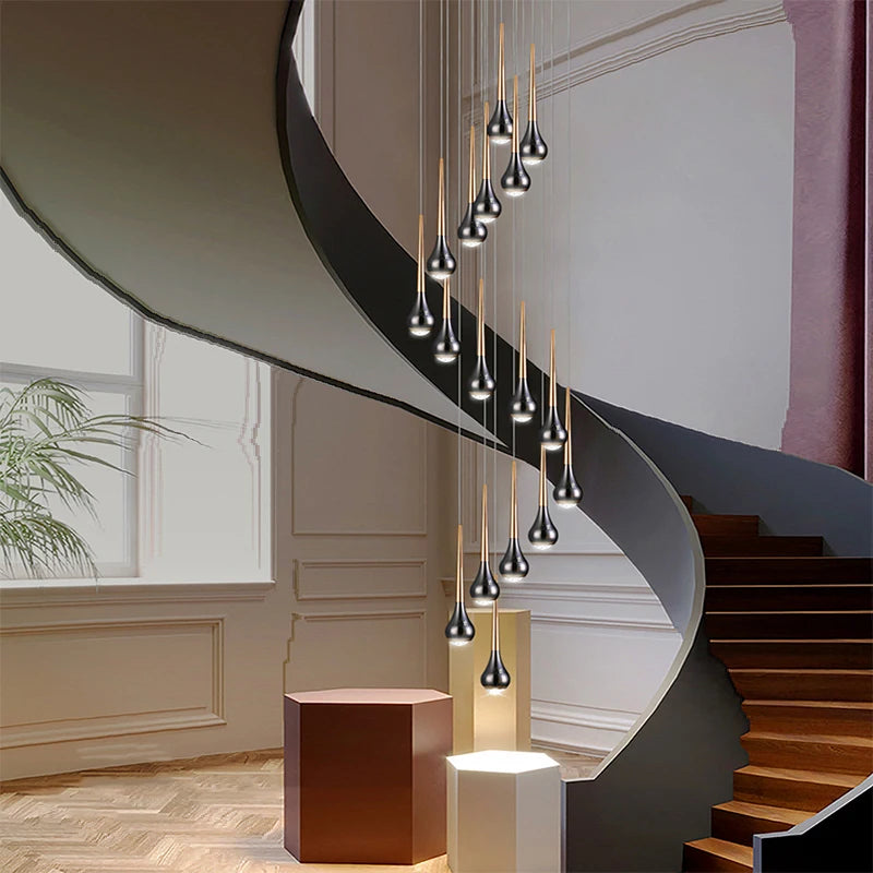 Lustre long loft nordique de luxe pour escalier – vue 2