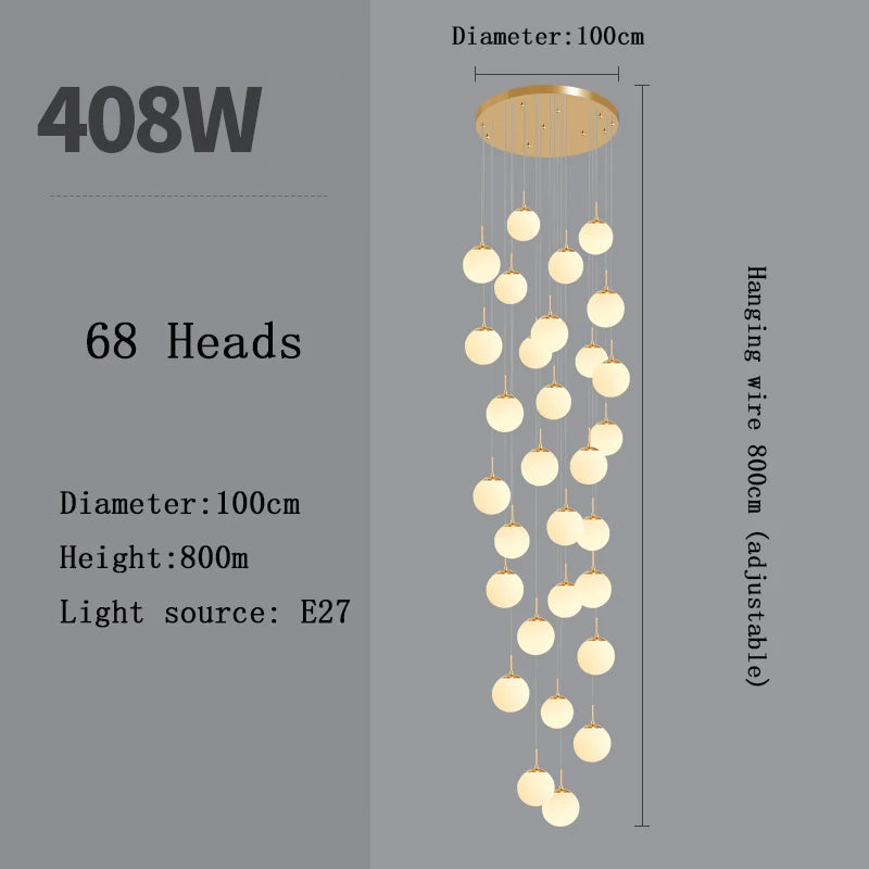 Lustre Adéldore — Verre LED pour Escalier