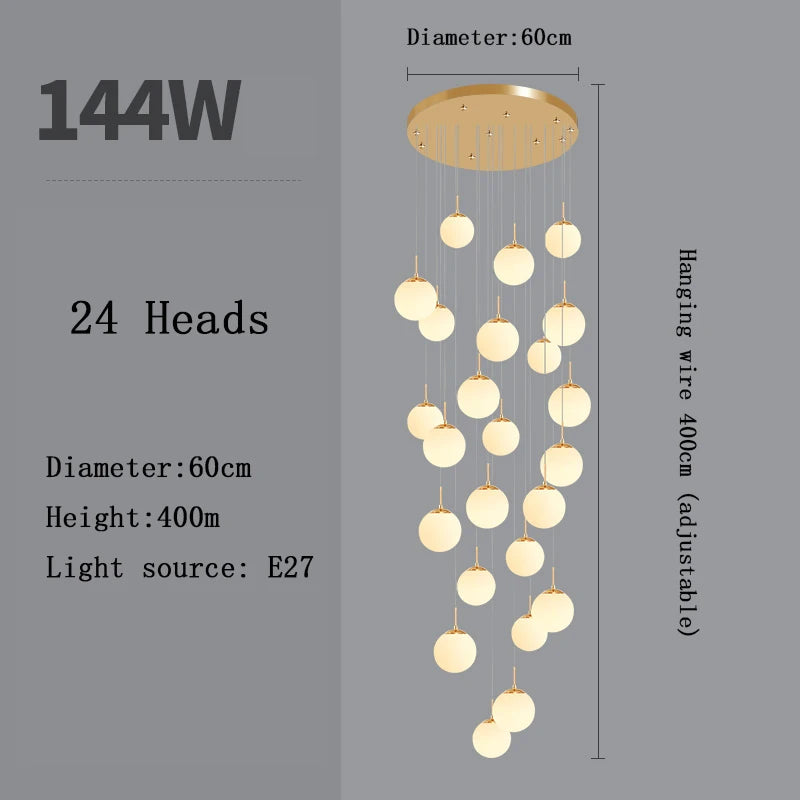 Lustre Adéldore — Verre LED pour Escalier