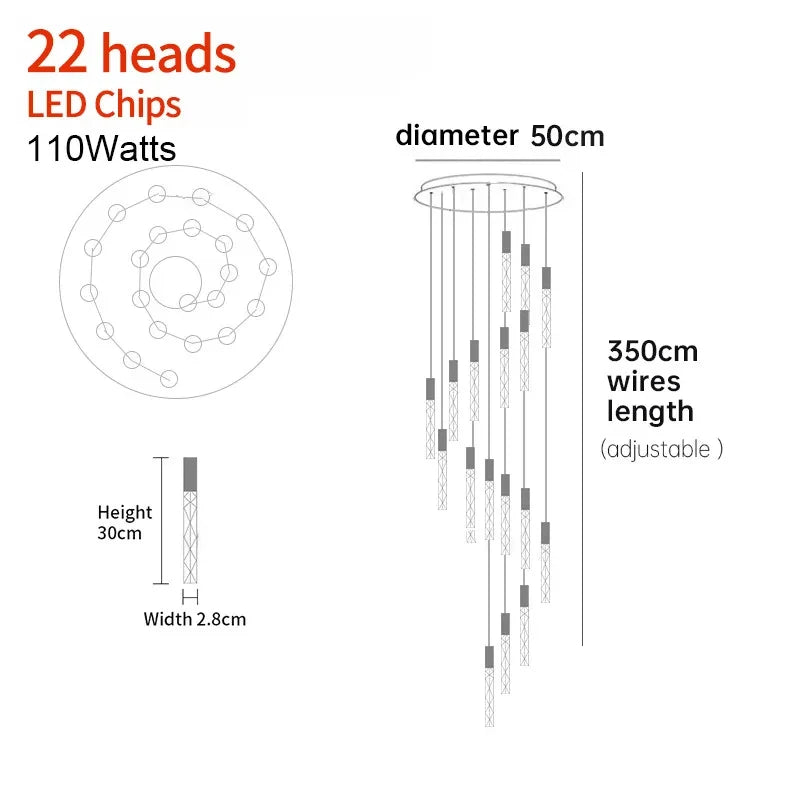 Lustre Aurdore — Cristal LED pour Escalier — vue 11
