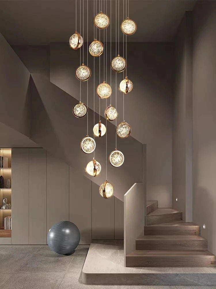 Lustre loft cristal LED pour salle à manger et escalier – vue 2