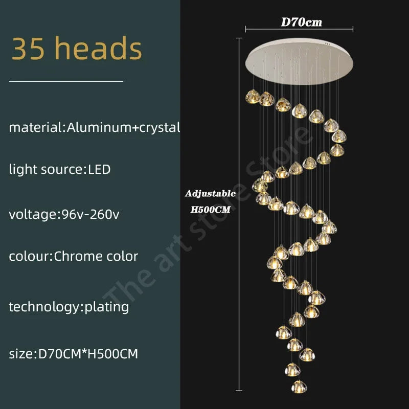 Lustre Théldore — Cristal LED pour Escalier — vue 13