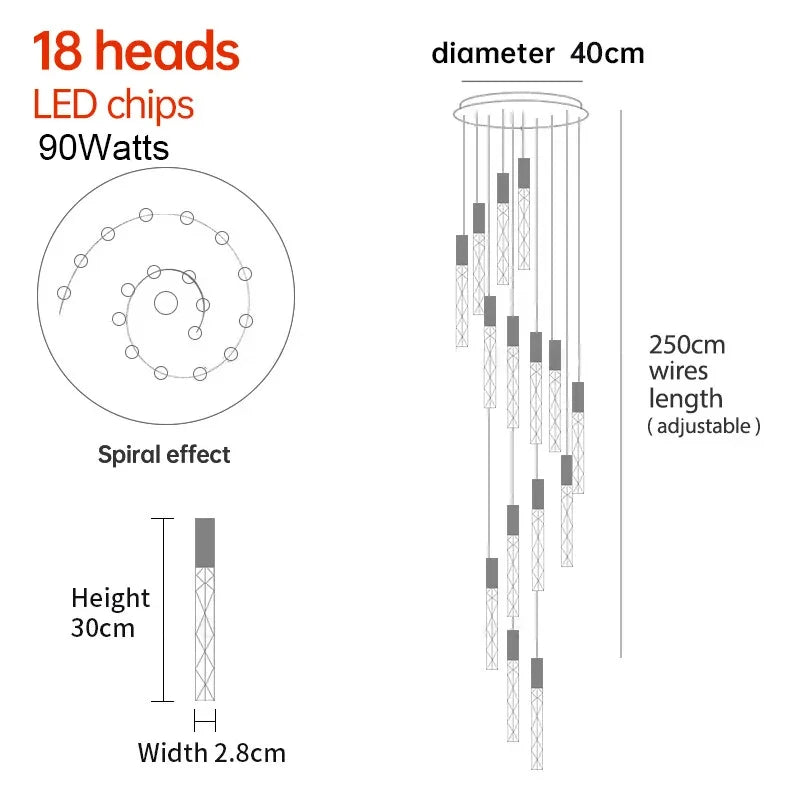 Lustre Aurdore — Cristal LED pour Escalier — vue 17
