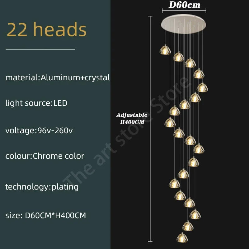 Lustre Théldore — Cristal LED pour Escalier — vue 8