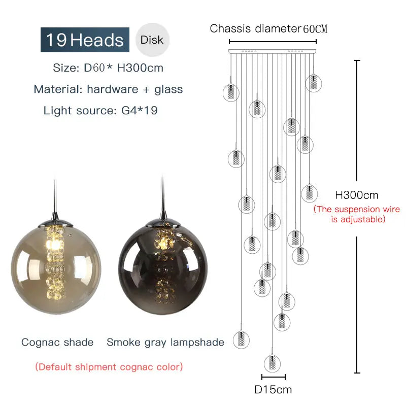 Lustre Valiane — Verre LED pour Escalier — vue 9
