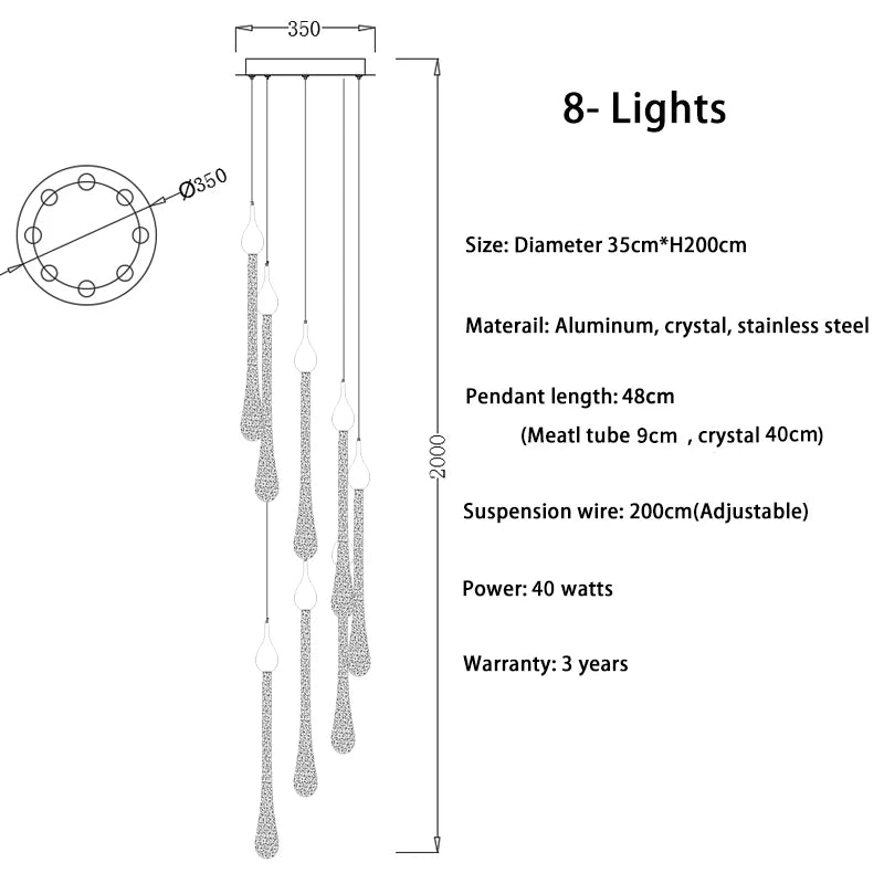 Lustre Oriane — Cristal LED pour Escalier — vue 7