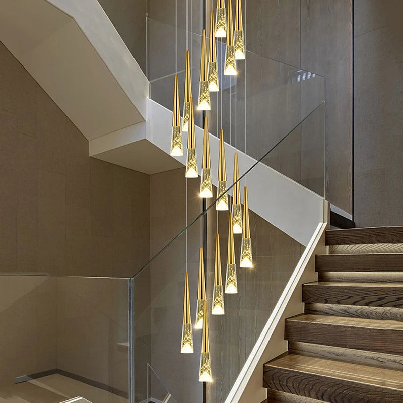 Grand lustre cristal LED pour cage d'escalier et salon – vue 2