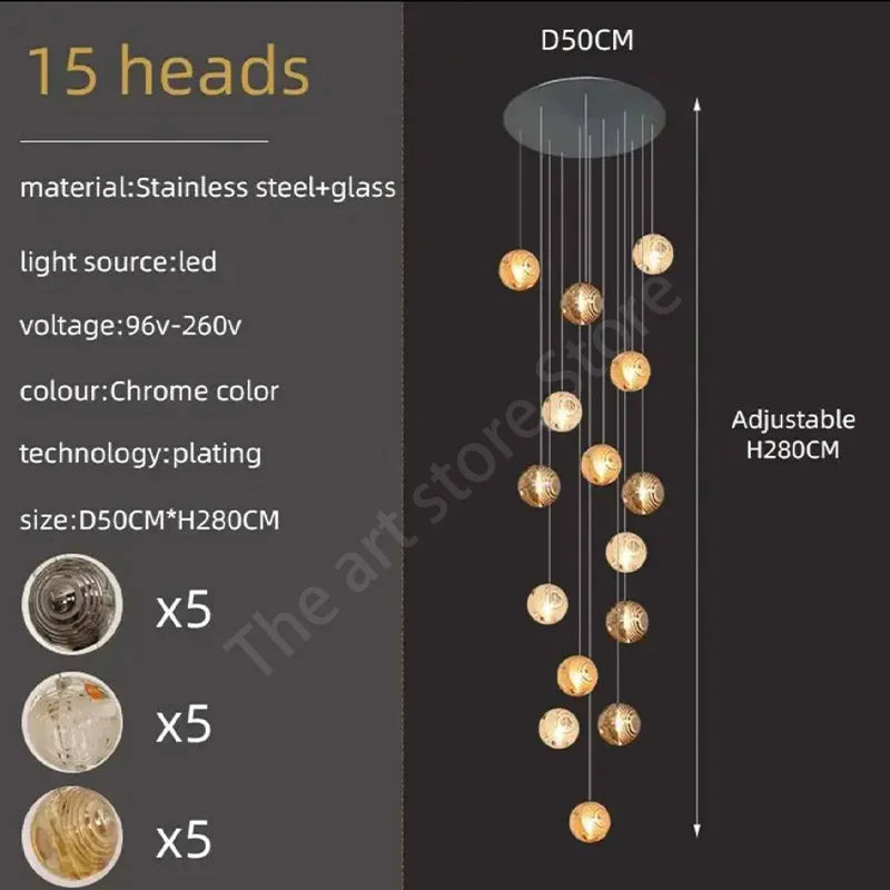 Lustre Adéloria — Cristal LED pour Escalier — vue 8